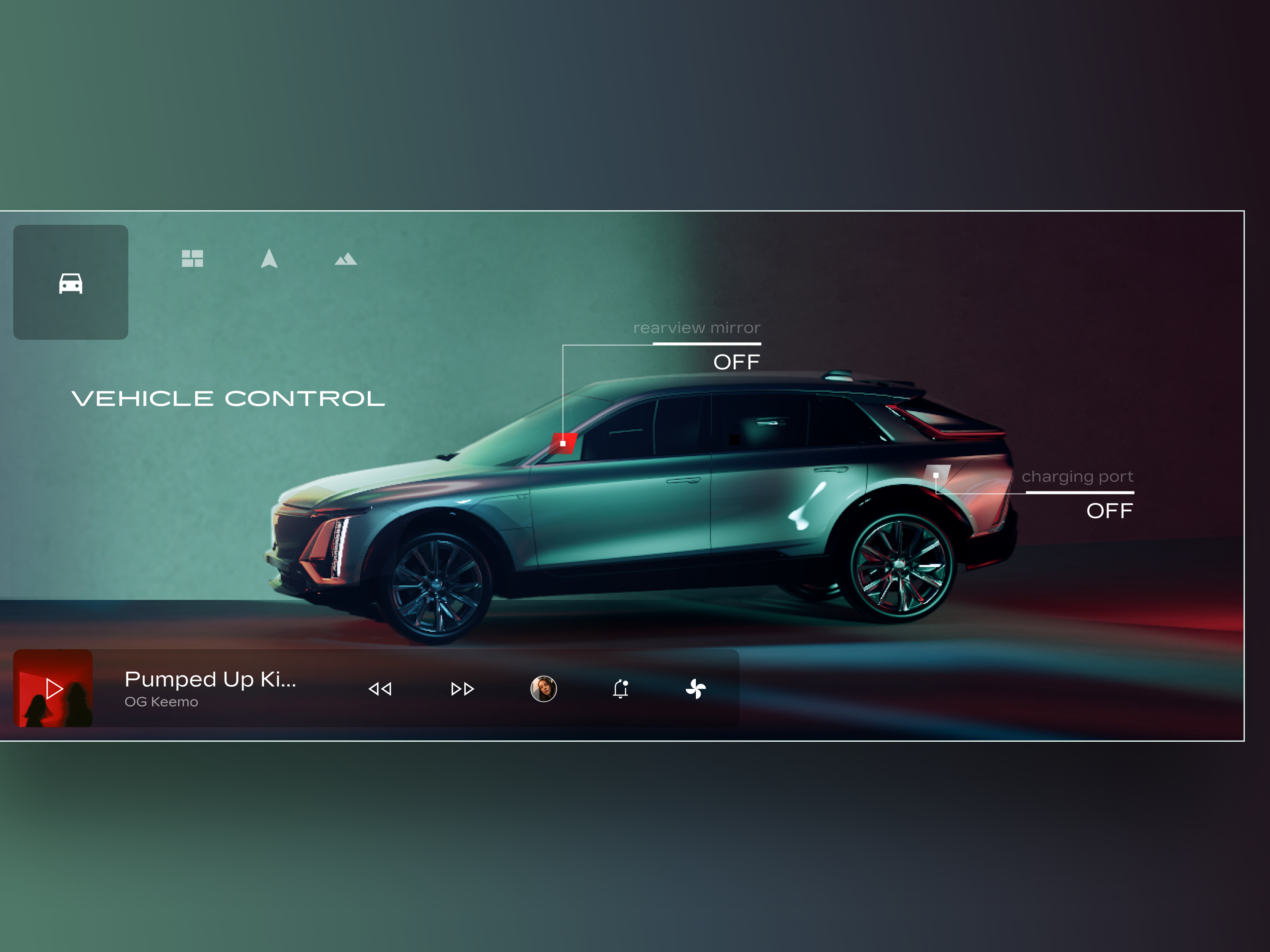 Cadillac dusk vehicle control scene